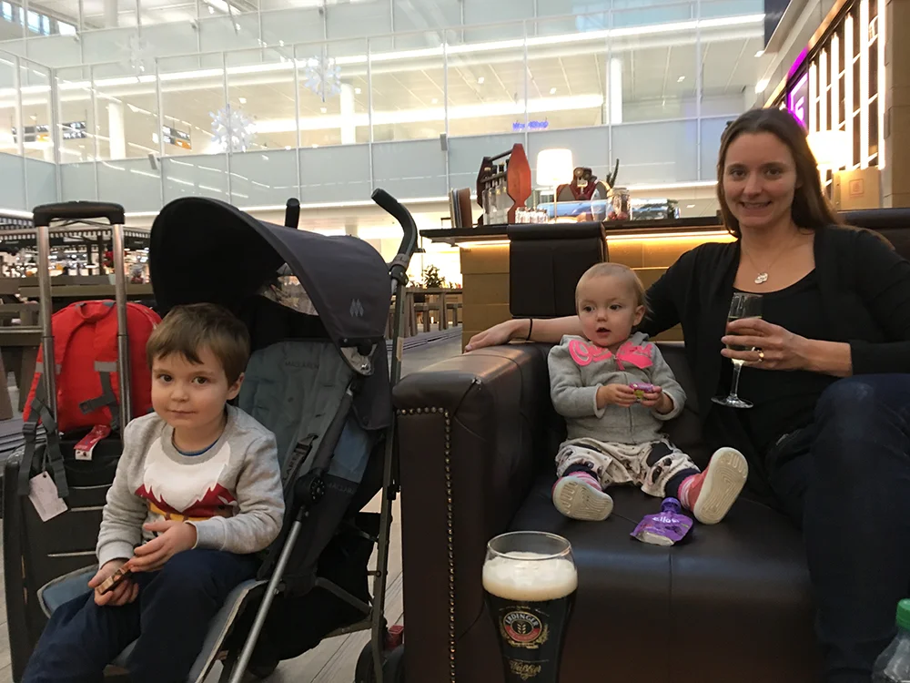 Waiting at the airport with two kids