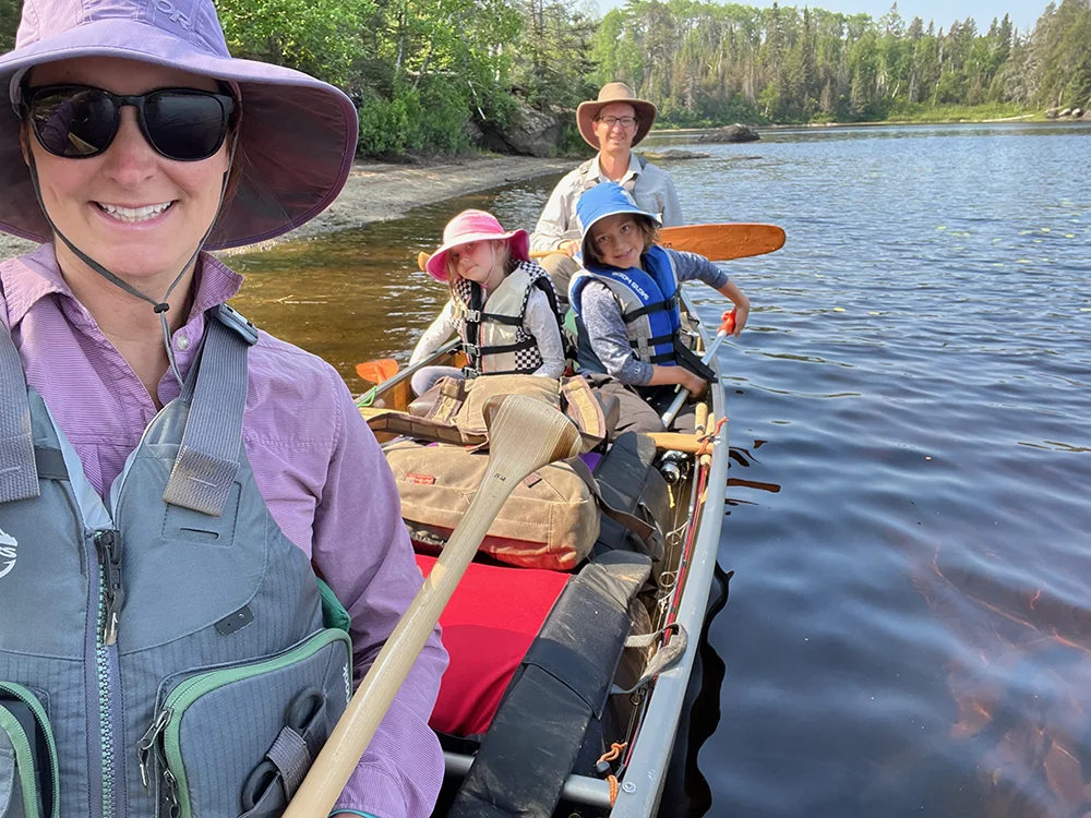 Best Family Canoe - Family paddling fully loaded Northstar Northwind 18 canoe in the Boundary Waters Canoe Area Wilderness