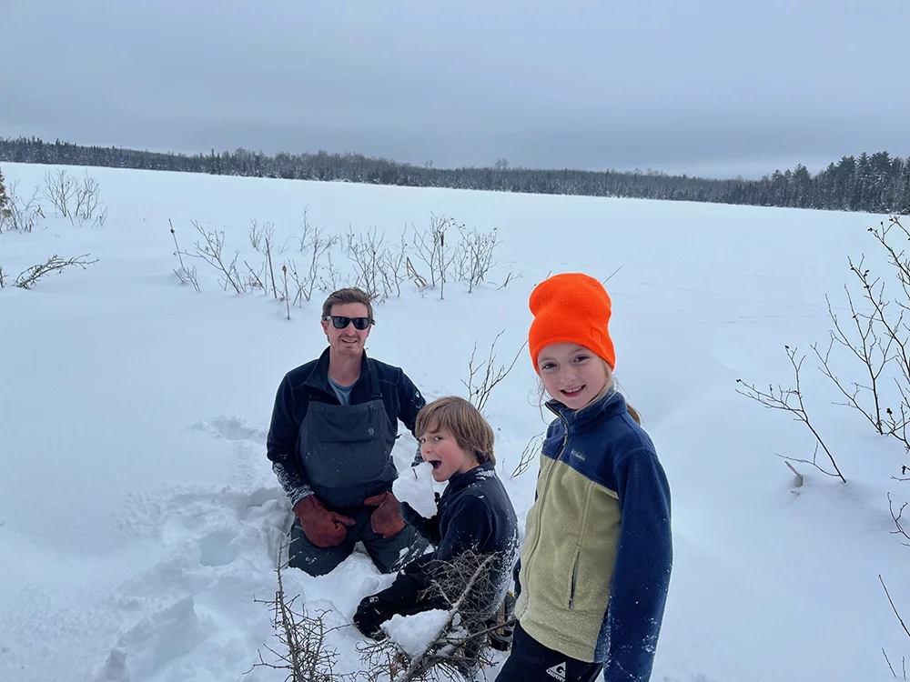 Ely, MN - Family out snowshoeing in the winter