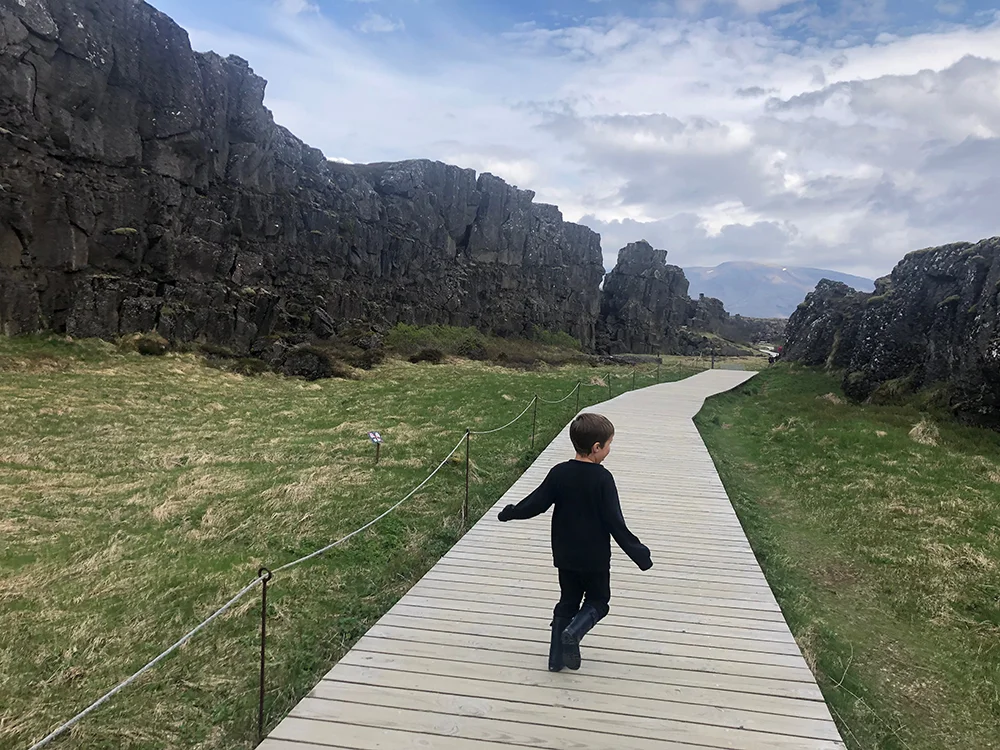 Iceland Golden Circle - Thingvellir National Park Kid Running
