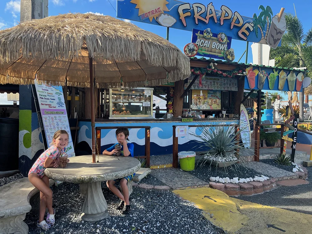 Kids enjoying Frappes at Frappe El Manati in Patillas, Puerto Rico
